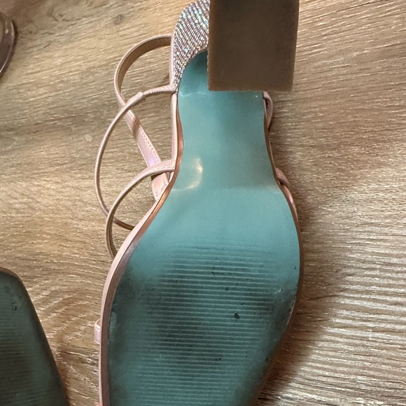 BETSEY JOHNSON Pink Pacey Heels US 7 Strappy Heel Crystal Embellished 90s RARE - Picture 9 of 11